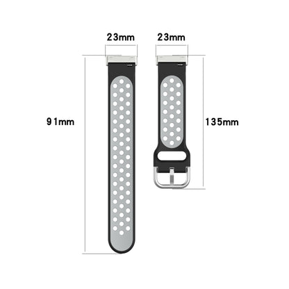 For Fitbit Sense 2 Two-Color Perforated Breathable Silicone Watch Band(Black+Black) - Watch Bands by PMC Jewellery | Online Shopping South Africa | PMC Jewellery | Buy Now Pay Later Mobicred