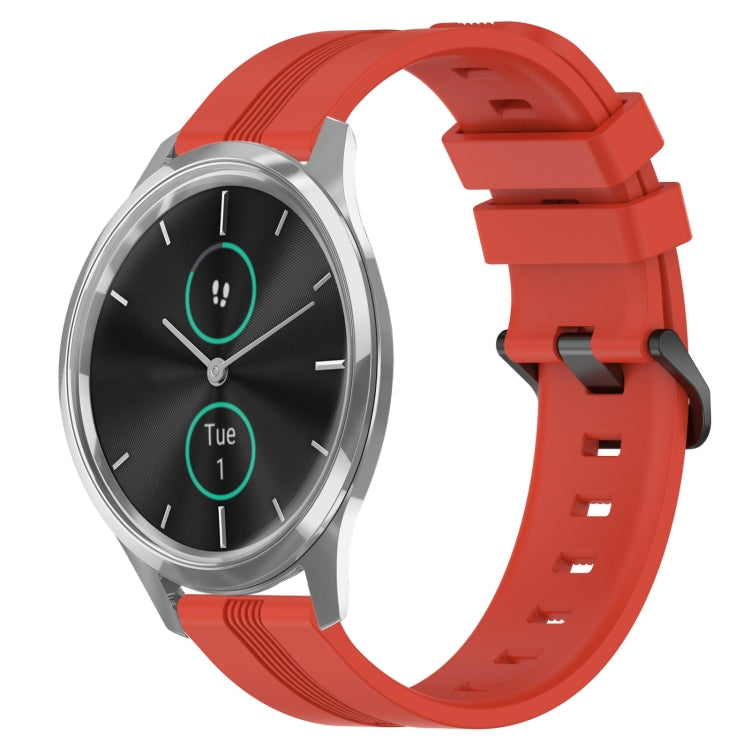 Compatible with Garmin Garminmove Luxe 20mm Concave Striped Slicone Watch Band(Red) - free shipping - PMC TechLife - Order now!