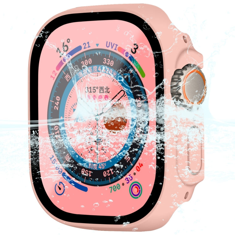 For Apple Watch Ultra / Ultra 2 49mm ENKAY Hat-Prince Waterproof Full Coverage PC Frame + 9H Tempered Glass Case(Pink) - Watch Cases by ENKAY | Online Shopping South Africa | PMC Jewellery | Buy Now Pay Later Mobicred