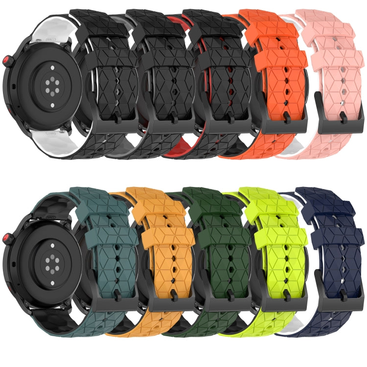 For Xiaomi MI Watch S1 Active 22mm Football Pattern Two-Color Silicone Watch Band(Olive Green + Black) - Watch Bands by PMC Jewellery | Online Shopping South Africa | PMC Jewellery | Buy Now Pay Later Mobicred