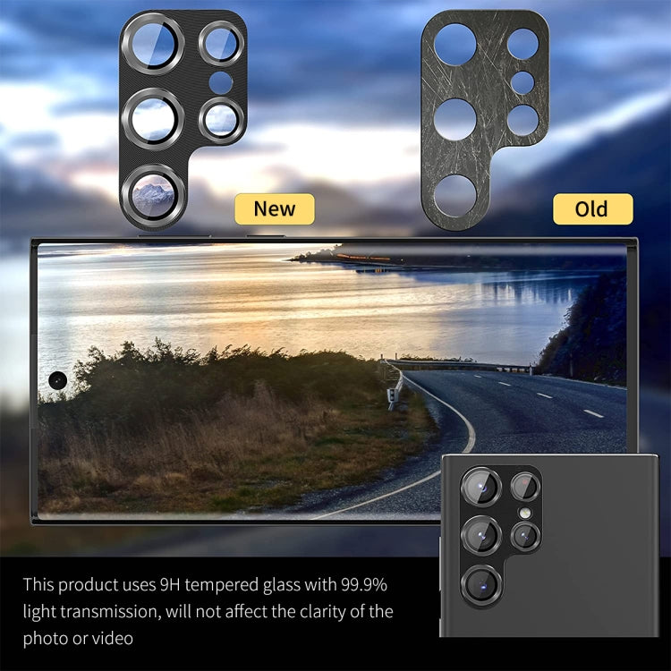 For Samsung Galaxy S22 Ultra ENKAY 9H Rear Camera Lens Aluminium Alloy Tempered Glass Film(Black) - free shipping - PMC TechLife - Order now!