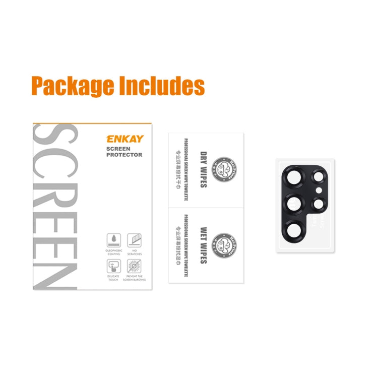 For Samsung Galaxy S22 Ultra ENKAY 9H Rear Camera Lens Aluminium Alloy Tempered Glass Film(Black) - free shipping - PMC TechLife - Order now!