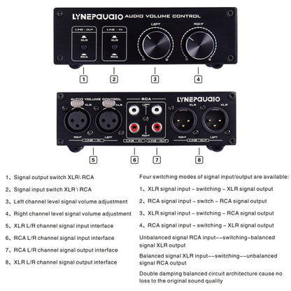 2 In and 2 Out Switcher Volume Controller, RCA signal switches to XLR balanced signal and no need for power supply. It provides RCA and XLR interfaces, independent L/R channel volume adjustment, which is suitable for devices with volume adjustment need -  by PMC Jewellery | Online Shopping South Africa | PMC Jewellery