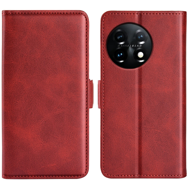 For OnePlus 11 Dual-side Magnetic Buckle Leather Phone Case(Red) - OnePlus Cases by PMC Jewellery | Online Shopping South Africa | PMC Jewellery