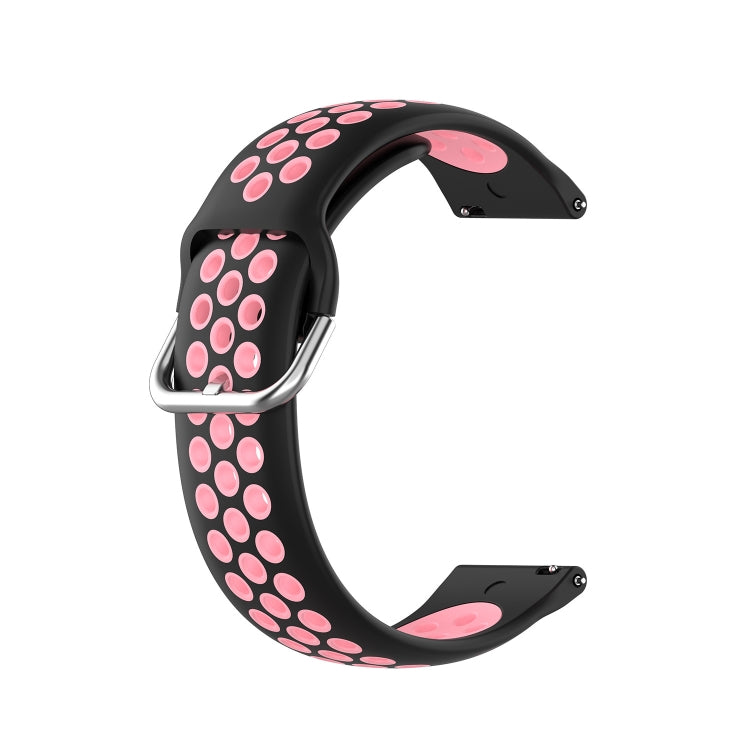 For Xiaomi Watch S2 46mm 22mm Perforated Breathable Sports Silicone Watch Band(Black+Pink) - Smart Wear by PMC Jewellery | Online Shopping South Africa | PMC Jewellery