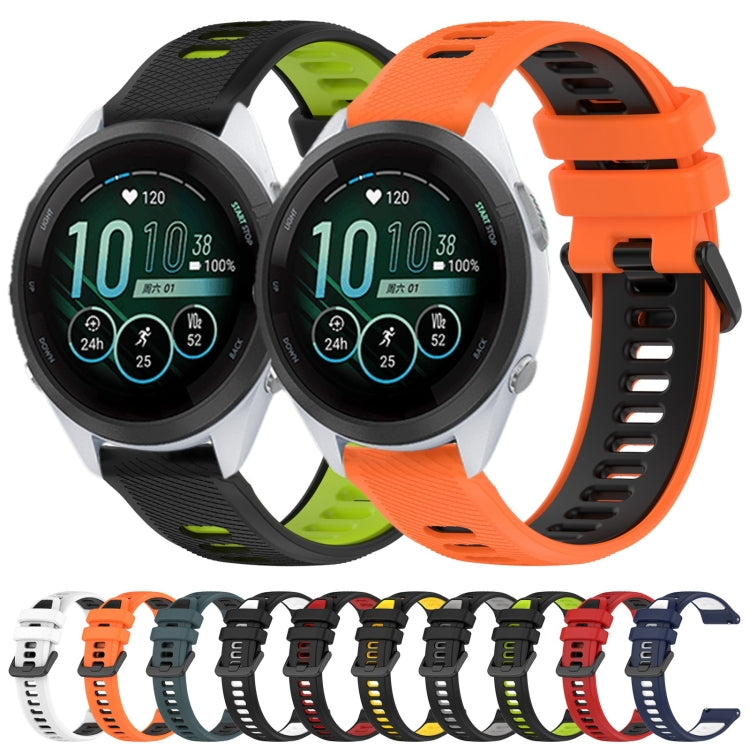 For Garmin Forerunner 265S Music 18mm Sports Two-Color Silicone Watch Band(Orange+Black) - Smart Wear by PMC Jewellery | Online Shopping South Africa | PMC Jewellery