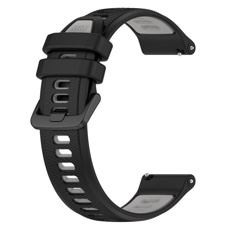 For Garmin Forerunner 255S 18mm Sports Two-Color Silicone Watch Band(Black+Grey) - Smart Wear by PMC Jewellery | Online Shopping South Africa | PMC Jewellery