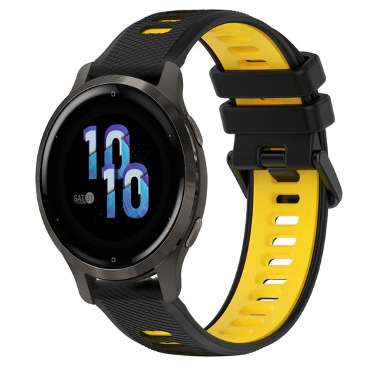 For Garmin Venu 2S 18mm Sports Two-Color Silicone Watch Band(Black+Yellow) - Smart Wear by PMC Jewellery | Online Shopping South Africa | PMC Jewellery