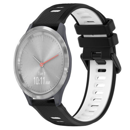 For Garmin Vivomove 3S 18mm Sports Two-Color Silicone Watch Band(Black+White) -  by PMC Jewellery | Online Shopping South Africa | PMC Jewellery