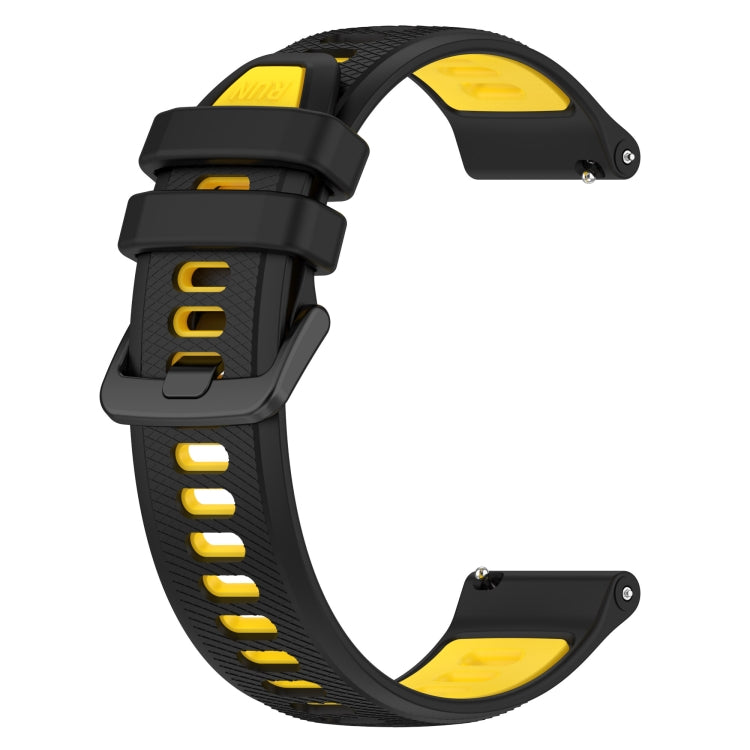 For Garmin Vivomove 3S 18mm Sports Two-Color Silicone Watch Band(Black+Yellow) - Smart Wear by PMC Jewellery | Online Shopping South Africa | PMC Jewellery