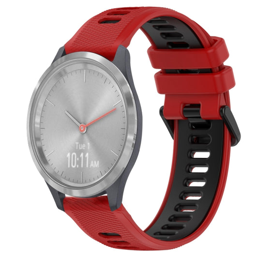 For Garmin Vivomove 3S 18mm Sports Two-Color Silicone Watch Band(Red+Black) - Smart Wear by PMC Jewellery | Online Shopping South Africa | PMC Jewellery