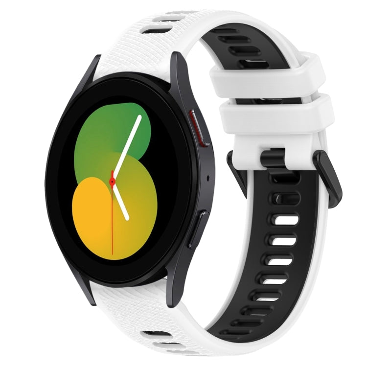 For Samsung Galaxy Watch5 44mm 20mm Sports Two-Color Silicone Watch Band(White+Black) -  by PMC Jewellery | Online Shopping South Africa | PMC Jewellery