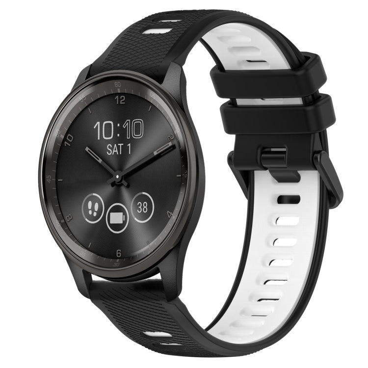 For Garmin Vivomove Trend 20mm Sports Two-Color Silicone Watch Band(Black+White) -  by PMC Jewellery | Online Shopping South Africa | PMC Jewellery