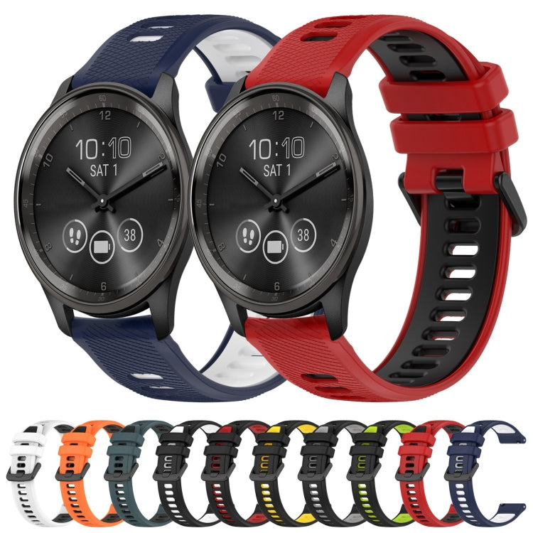 For Garmin Vivoactive3 Music 20mm Sports Two-Color Silicone Watch Band(Orange+Black) - Smart Wear by PMC Jewellery | Online Shopping South Africa | PMC Jewellery