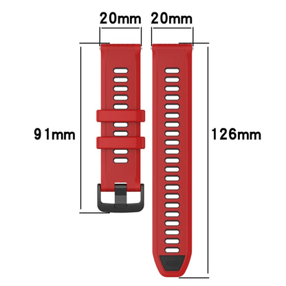 For Garmin Venu SQ 20mm Sports Two-Color Silicone Watch Band(Black+Red) -  by PMC Jewellery | Online Shopping South Africa | PMC Jewellery