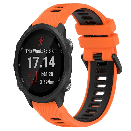 For Garmin Forerunner 245 Music 20mm Sports Two-Color Silicone Watch Band(Orange+Black) -  by PMC Jewellery | Online Shopping South Africa | PMC Jewellery