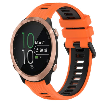 For Garmin Forerunner 645 Music 20mm Sports Two-Color Silicone Watch Band(Orange+Black) - Smart Wear by PMC Jewellery | Online Shopping South Africa | PMC Jewellery