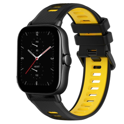 For Amazfit GTS 2E 20mm Sports Two-Color Silicone Watch Band(Black+Yellow) -  by PMC Jewellery | Online Shopping South Africa | PMC Jewellery