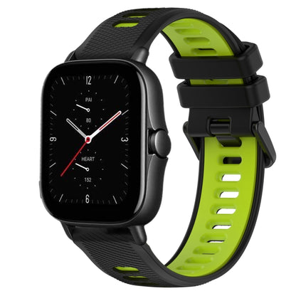 For Amazfit GTS 2E 20mm Sports Two-Color Silicone Watch Band(Black+Green) -  by PMC Jewellery | Online Shopping South Africa | PMC Jewellery