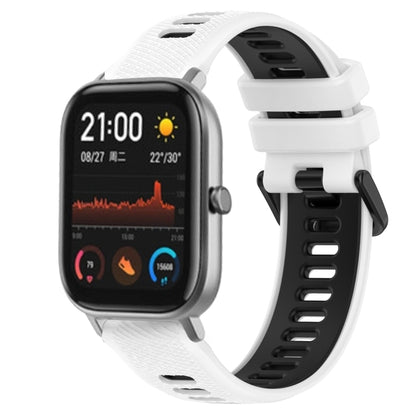 For Amazfit GTS 20mm Sports Two-Color Silicone Watch Band(White+Black) -  by PMC Jewellery | Online Shopping South Africa | PMC Jewellery