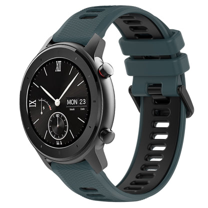 For Amazfit GTR 42mm 20mm Sports Two-Color Silicone Watch Band(Olive Green + Black) -  by PMC Jewellery | Online Shopping South Africa | PMC Jewellery