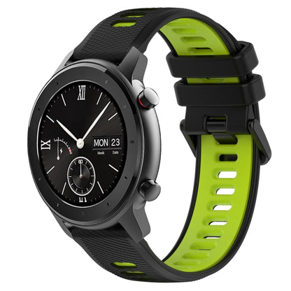 For Amazfit GTR 42mm 20mm Sports Two-Color Silicone Watch Band(Black+Green) -  by PMC Jewellery | Online Shopping South Africa | PMC Jewellery