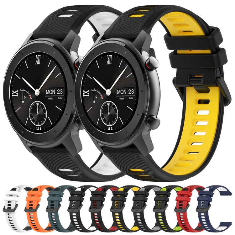 For Amazfit GTR 42mm 20mm Sports Two-Color Silicone Watch Band(Black+White) -  by PMC Jewellery | Online Shopping South Africa | PMC Jewellery