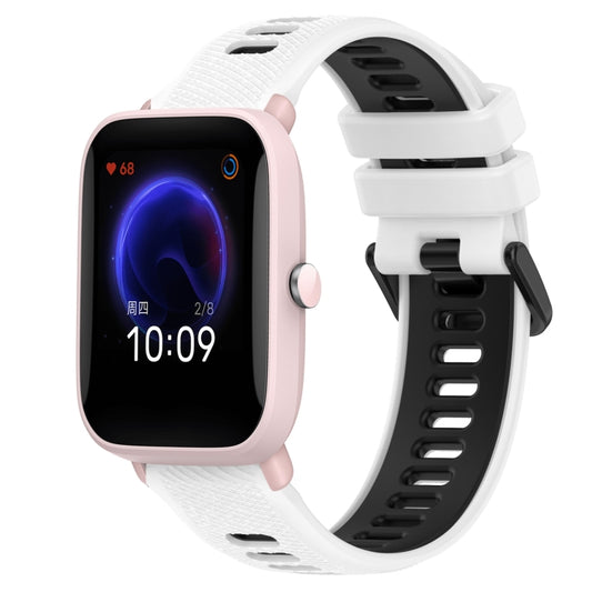 For Amazfit Pop Pro 20mm Sports Two-Color Silicone Watch Band(White+Black) -  by PMC Jewellery | Online Shopping South Africa | PMC Jewellery