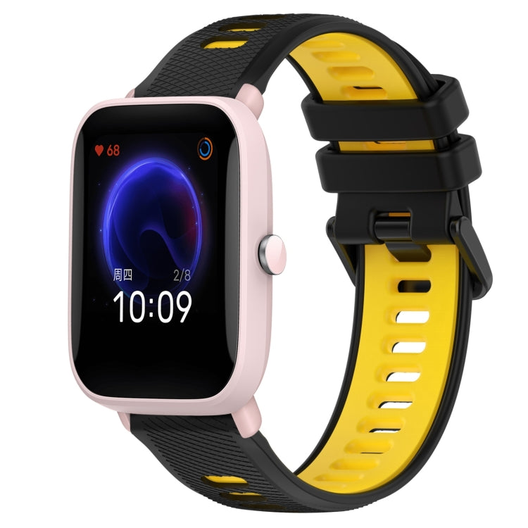 For Amazfit Pop Pro 20mm Sports Two-Color Silicone Watch Band(Black+Yellow) -  by PMC Jewellery | Online Shopping South Africa | PMC Jewellery