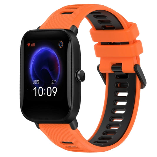 For Amazfit Pop 20mm Sports Two-Color Silicone Watch Band(Orange+Black) -  by PMC Jewellery | Online Shopping South Africa | PMC Jewellery