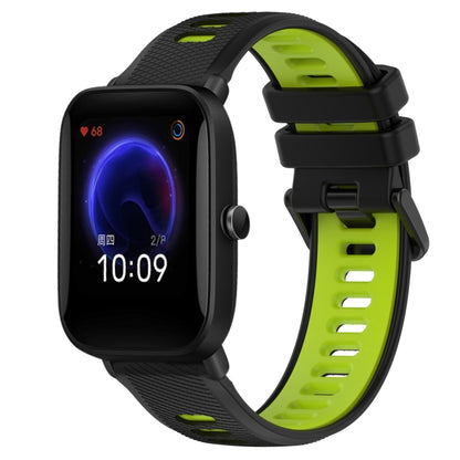 For Amazfit Pop 20mm Sports Two-Color Silicone Watch Band(Black+Green) -  by PMC Jewellery | Online Shopping South Africa | PMC Jewellery