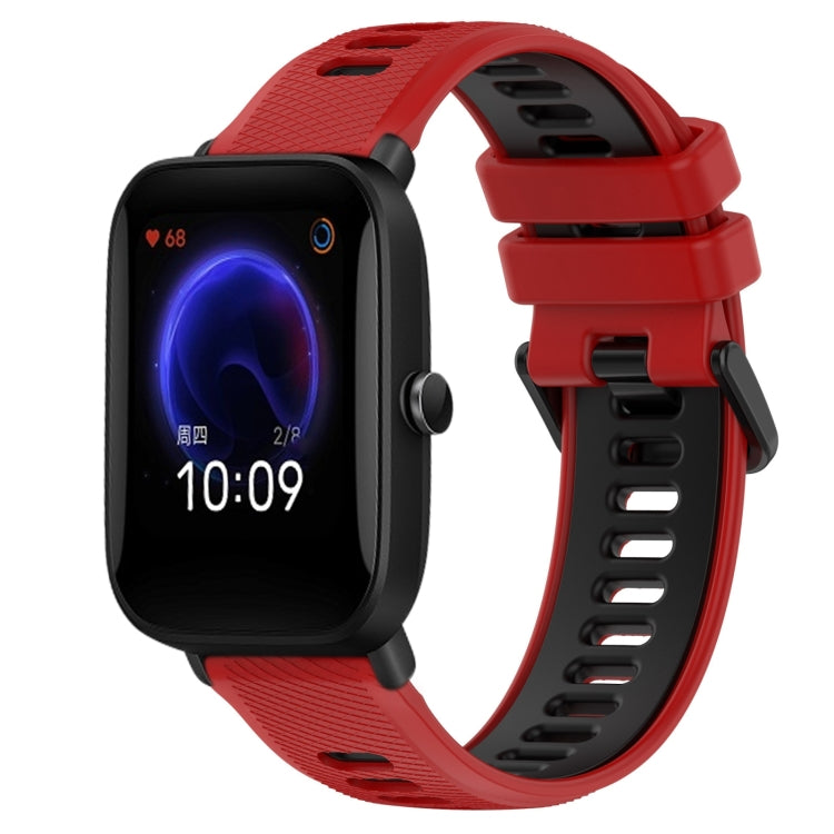 For Amazfit Pop 20mm Sports Two-Color Silicone Watch Band(Red+Black) -  by PMC Jewellery | Online Shopping South Africa | PMC Jewellery