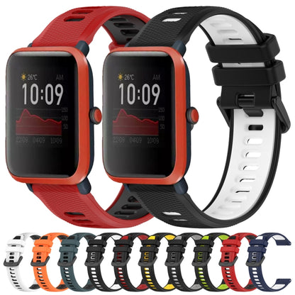 For Amazfit Bip 1S 20mm Sports Two-Color Silicone Watch Band(Black+White) -  by PMC Jewellery | Online Shopping South Africa | PMC Jewellery