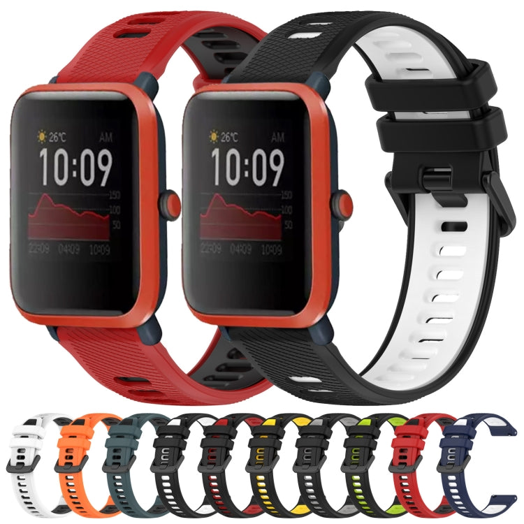 For Amazfit Bip 1S 20mm Sports Two-Color Silicone Watch Band(Black+Red) -  by PMC Jewellery | Online Shopping South Africa | PMC Jewellery