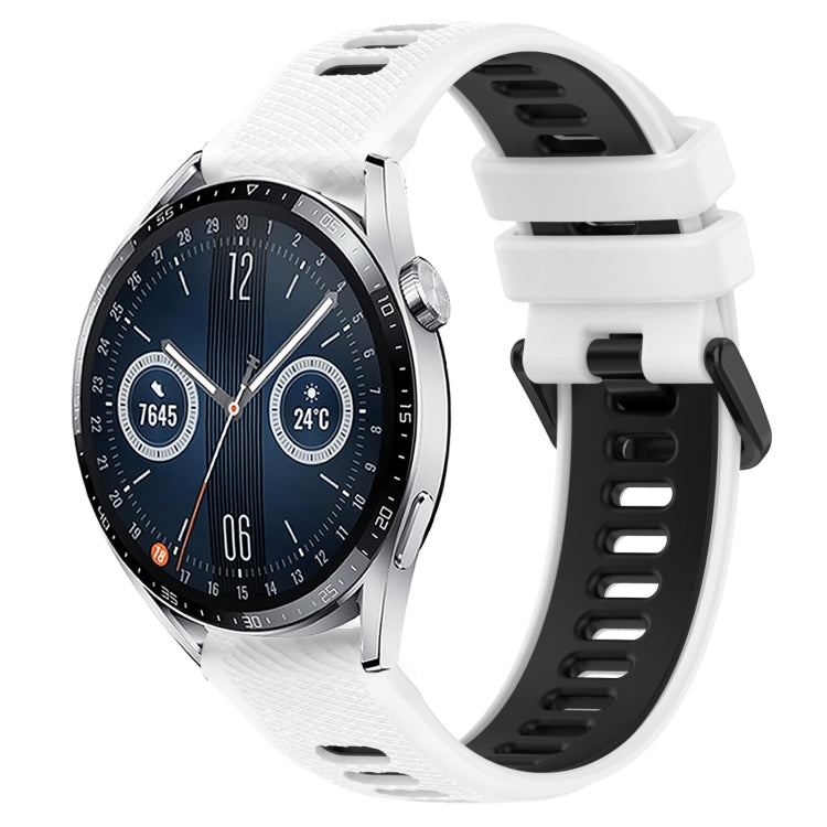 For Huawei Watch GT3 42mm 20mm Sports Two-Color Silicone Watch Band(White+Black) -  by PMC Jewellery | Online Shopping South Africa | PMC Jewellery