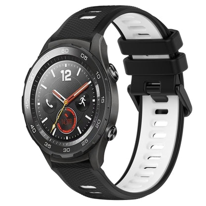 For Huawei Watch 2 20mm Sports Two-Color Silicone Watch Band(Black+White) -  by PMC Jewellery | Online Shopping South Africa | PMC Jewellery