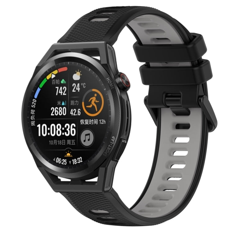 For Huawei Watch GT Runner 22mm Sports Two-Color Silicone Watch Band(Black+Grey) - Smart Wear by PMC Jewellery | Online Shopping South Africa | PMC Jewellery