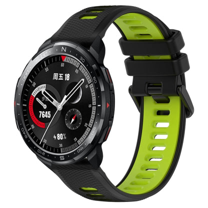 For Honor Watch GS Pro 22mm Sports Two-Color Silicone Watch Band(Black+Green) - Smart Wear by PMC Jewellery | Online Shopping South Africa | PMC Jewellery