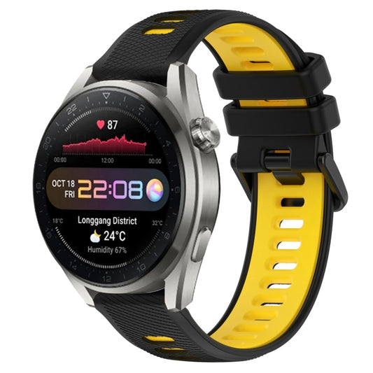 For Huawei Watch 3 Pro New 22mm Sports Two-Color Silicone Watch Band(Black+Yellow) -  by PMC Jewellery | Online Shopping South Africa | PMC Jewellery