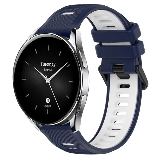 For Xiaomi Watch S2 42mm 22mm Sports Two-Color Silicone Watch Band(Midnight Blue+White) - Smart Wear by PMC Jewellery | Online Shopping South Africa | PMC Jewellery