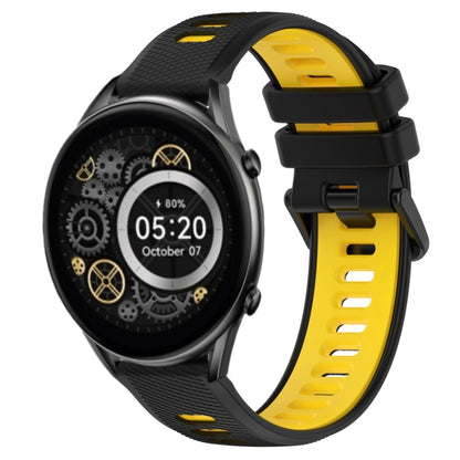 For Xiaomi Haylou RT2 LS10 22mm Sports Two-Color Silicone Watch Band(Black+Yellow) -  by PMC Jewellery | Online Shopping South Africa | PMC Jewellery