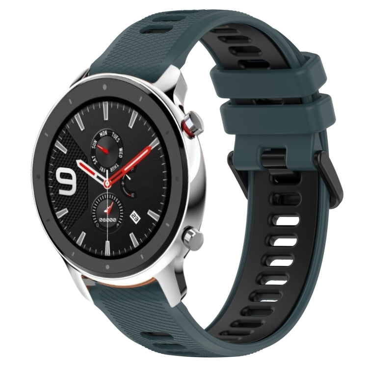 For Amazfit GTR 4 22MM Sports Two-Color Silicone Watch Band(Olive Green + Black) -  by PMC Jewellery | Online Shopping South Africa | PMC Jewellery