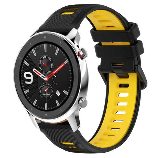 For Amazfit GTR 4 22MM Sports Two-Color Silicone Watch Band(Black+Yellow) -  by PMC Jewellery | Online Shopping South Africa | PMC Jewellery