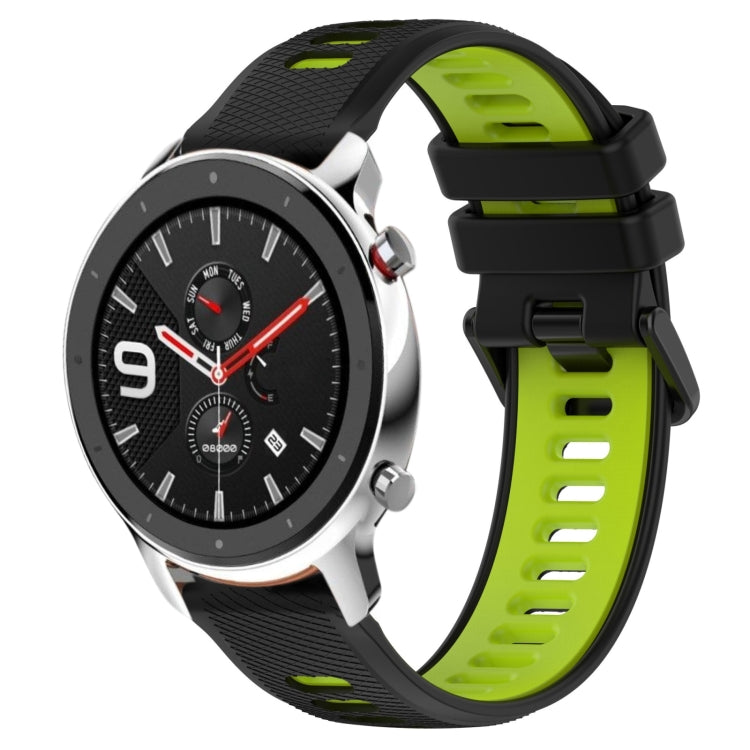 For Amazfit GTR 4 22MM Sports Two-Color Silicone Watch Band(Black+Green) -  by PMC Jewellery | Online Shopping South Africa | PMC Jewellery