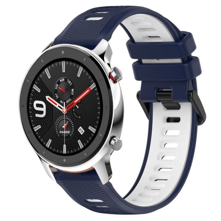 For Amazfit GTR 4 22MM Sports Two-Color Silicone Watch Band(Midnight Blue+White) -  by PMC Jewellery | Online Shopping South Africa | PMC Jewellery