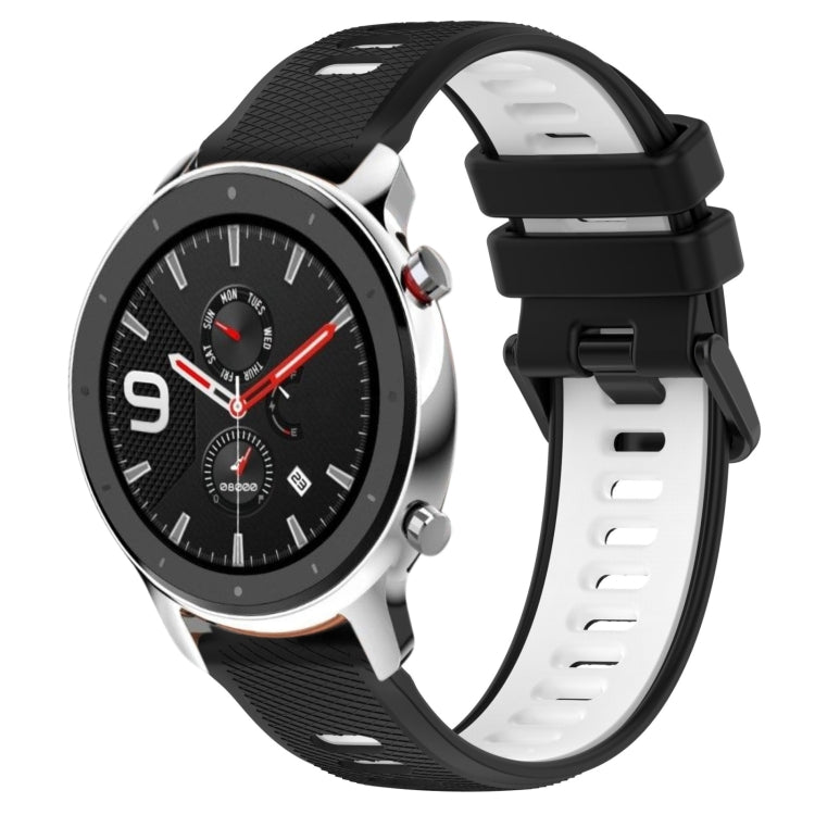 For Amazfit GTR 4 Pro 22MM Sports Two-Color Silicone Watch Band(Black+White) -  by PMC Jewellery | Online Shopping South Africa | PMC Jewellery