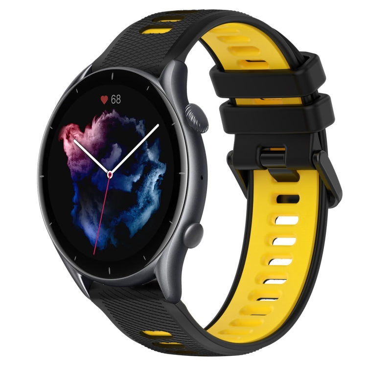 For Amazfit GTR 3 Pro 22MM Sports Two-Color Silicone Watch Band(Black+Yellow) -  by PMC Jewellery | Online Shopping South Africa | PMC Jewellery