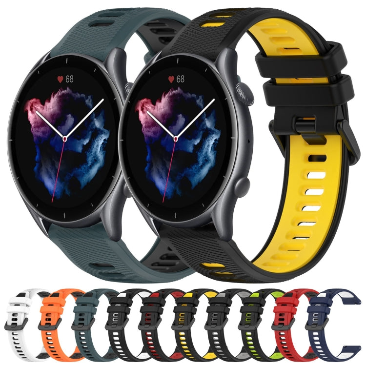 For Amazfit GTR 3 Pro 22MM Sports Two-Color Silicone Watch Band(Midnight Blue+White) -  by PMC Jewellery | Online Shopping South Africa | PMC Jewellery