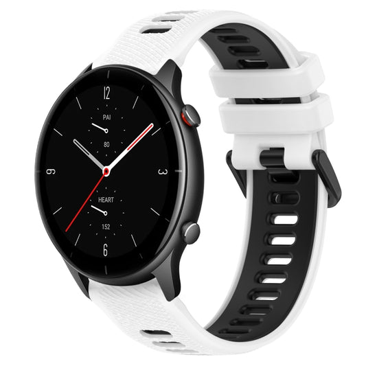 For Amazfit GTR 2e 22MM Sports Two-Color Silicone Watch Band(White+Black) -  by PMC Jewellery | Online Shopping South Africa | PMC Jewellery