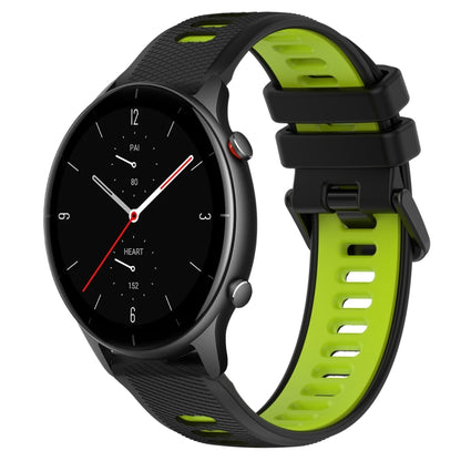 For Amazfit GTR 2e 22MM Sports Two-Color Silicone Watch Band(Black+Green) -  by PMC Jewellery | Online Shopping South Africa | PMC Jewellery